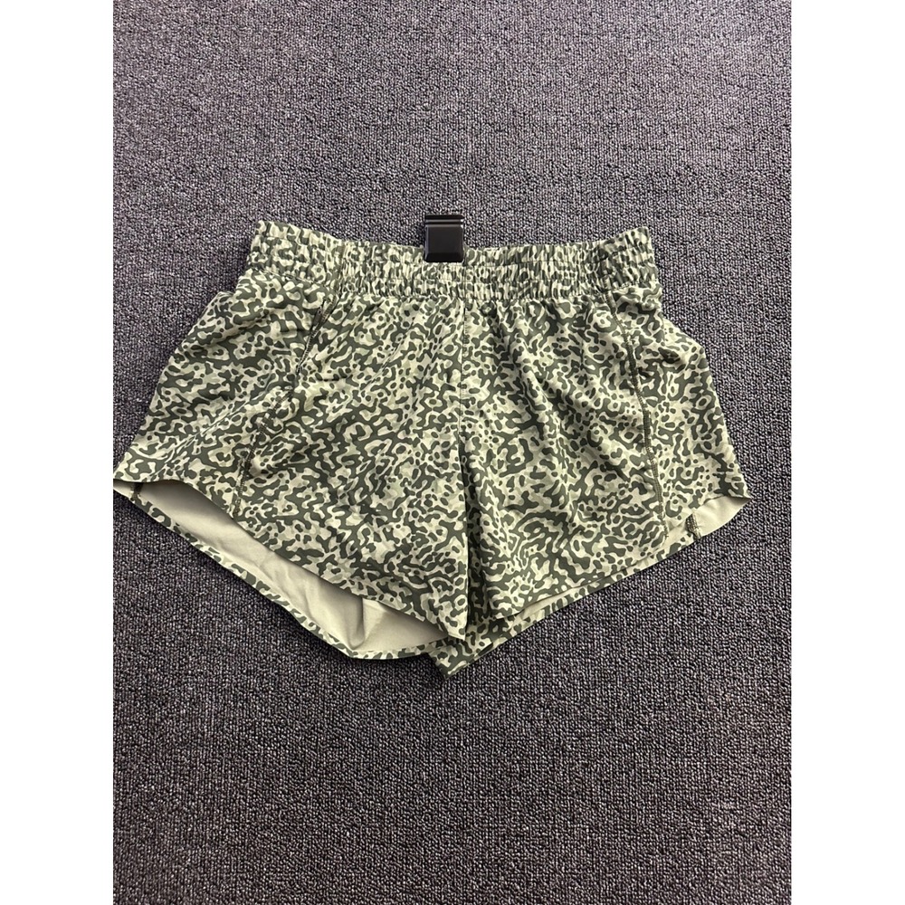 Athleta Hustle 4.5" Short Green Leopard Animal Print Athletic Running Womens S